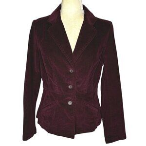 Vintage St John's Bay Jacket Women's Medium Merlot Stretch Corduroy Blazer Y2K